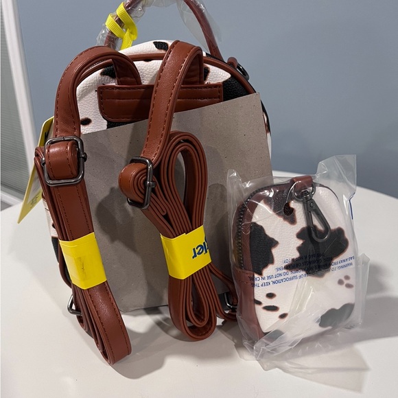 New Wrangler Mini Backpack with Matching Wallet Coin Purse Cow Print Brown - Picture 2 of 3